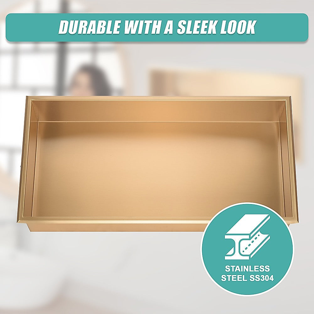 Kitchen & Bathroom DIY: 641 x 336 x 101mm Shower Niche Single Shelf Organizer No Tile Needed in Gold