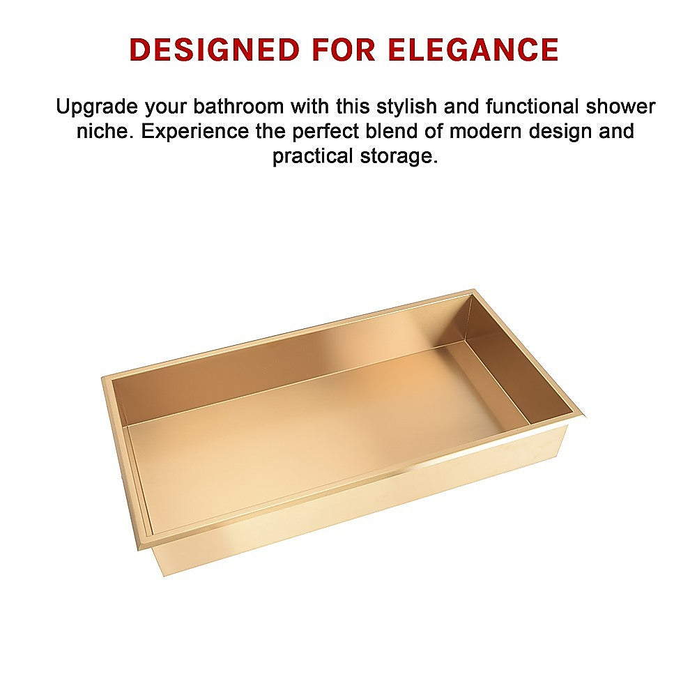 Kitchen & Bathroom DIY: 641 x 336 x 101mm Shower Niche Single Shelf Organizer No Tile Needed in Gold