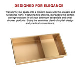 641 x 336 x 101mm Shower Niche Double Shelf Organizer No Tile Needed in Gold
