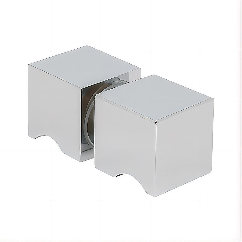 110x110cm Double Door Corner Shower Screen – Chrome F-Brackets, Brass Hinges & Square Knob Handle