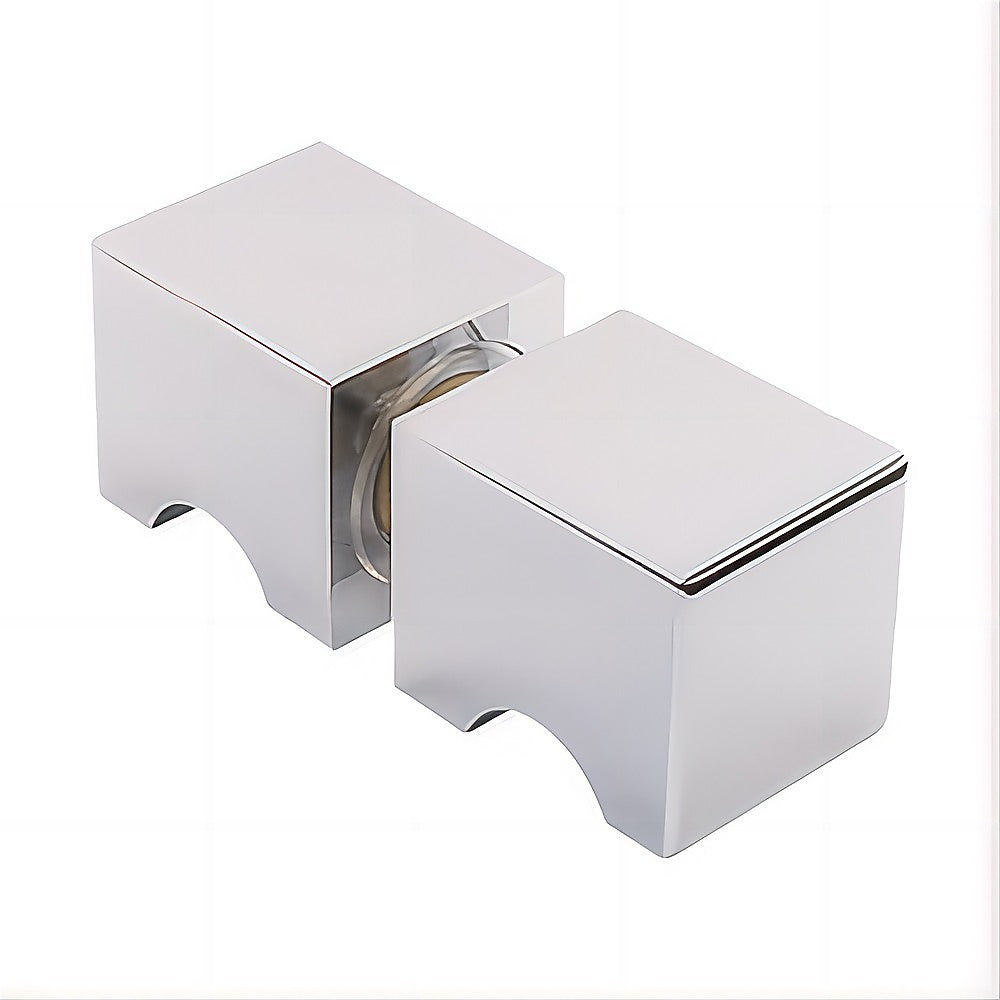 110x110cm Double Door Corner Shower Screen – Chrome F-Brackets, Brass Hinges & Square Knob Handle