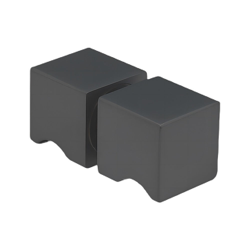 Shower Heads & Screens: 110x110cm Double Door Corner Shower Screen  Black Wall U-Brackets, Brass Hinges & Square knob Handle