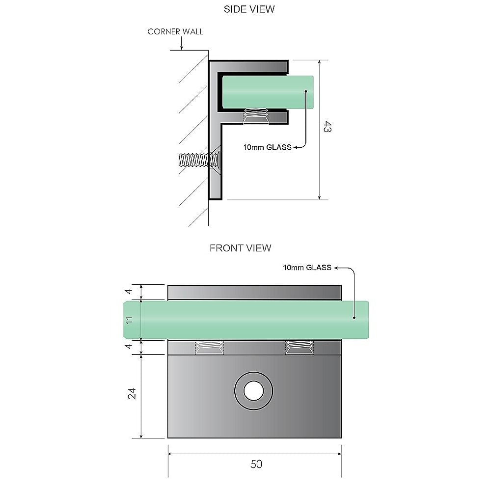 Shower Heads & Screens: 100x120cm Double Door Corner Shower Screen  Black Wall F-Brackets, Brass Hinges & Round Knob Handle
