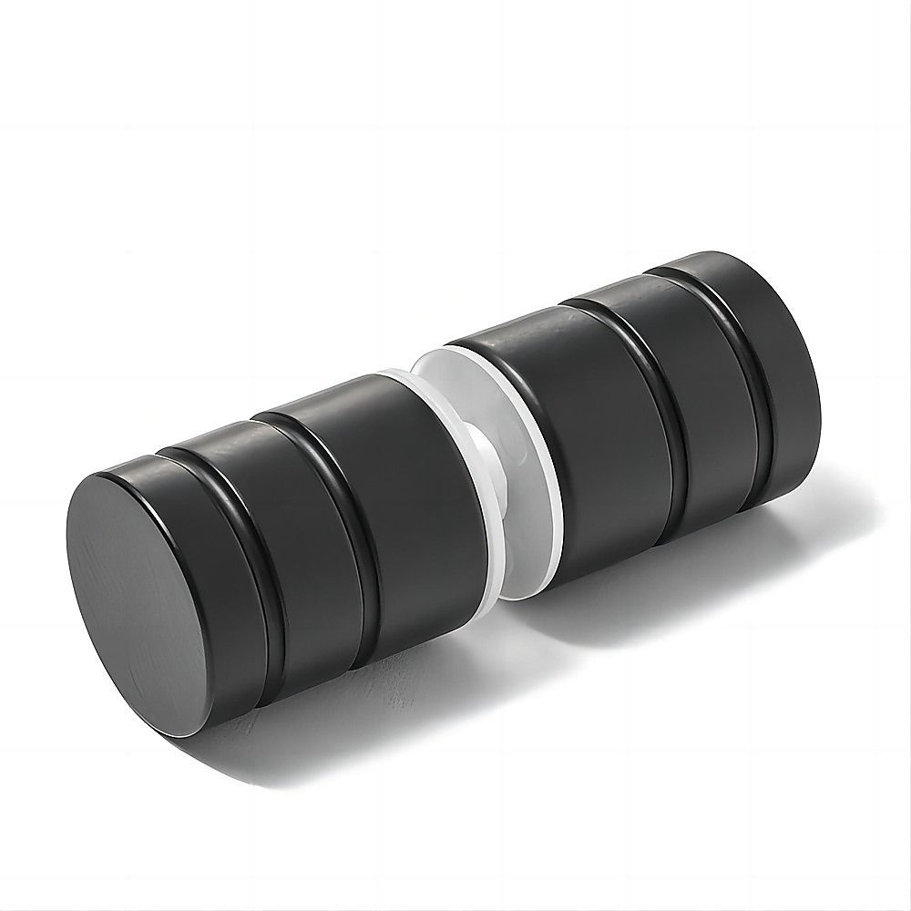 Shower Heads & Screens: 90x110cm Double Door Corner Shower Screen  Channels with Brass Hinges in Black, Round Handles