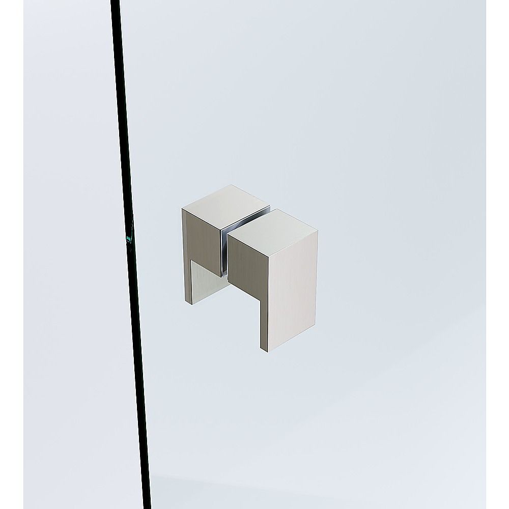 90cm Frameless Diamond Shower Screen with Nickel Brackets and SS Hinges, Square Double Pull Handle