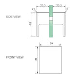 90cm Frameless Diamond Shower Screen with Nickel Brackets and SS Hinges, Square Double Pull Handle