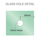100cm Frameless Diamond Shower Screen with Nickel Brackets and SS Hinges, Square Knob Handle