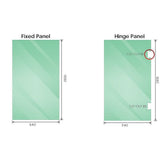 100cm Frameless Diamond Shower Screen with Nickel Brackets and SS Hinges, Square Double Pull Handle