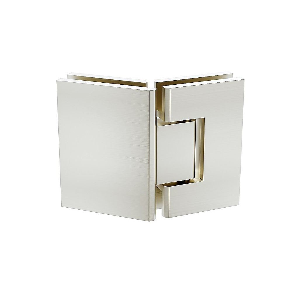 100cm Frameless Diamond Shower Screen with Nickel Brackets and SS Hinges, Square Double Pull Handle
