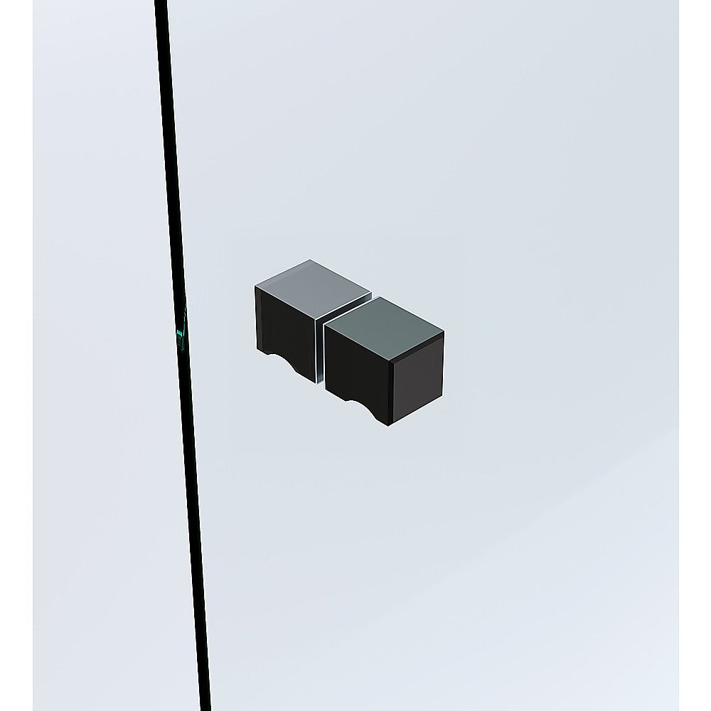 Shower Heads & Screens: 90cm Frameless Diamond Shower Screen  Black F-Brackets, Brass Hinges & Square Knob Handle