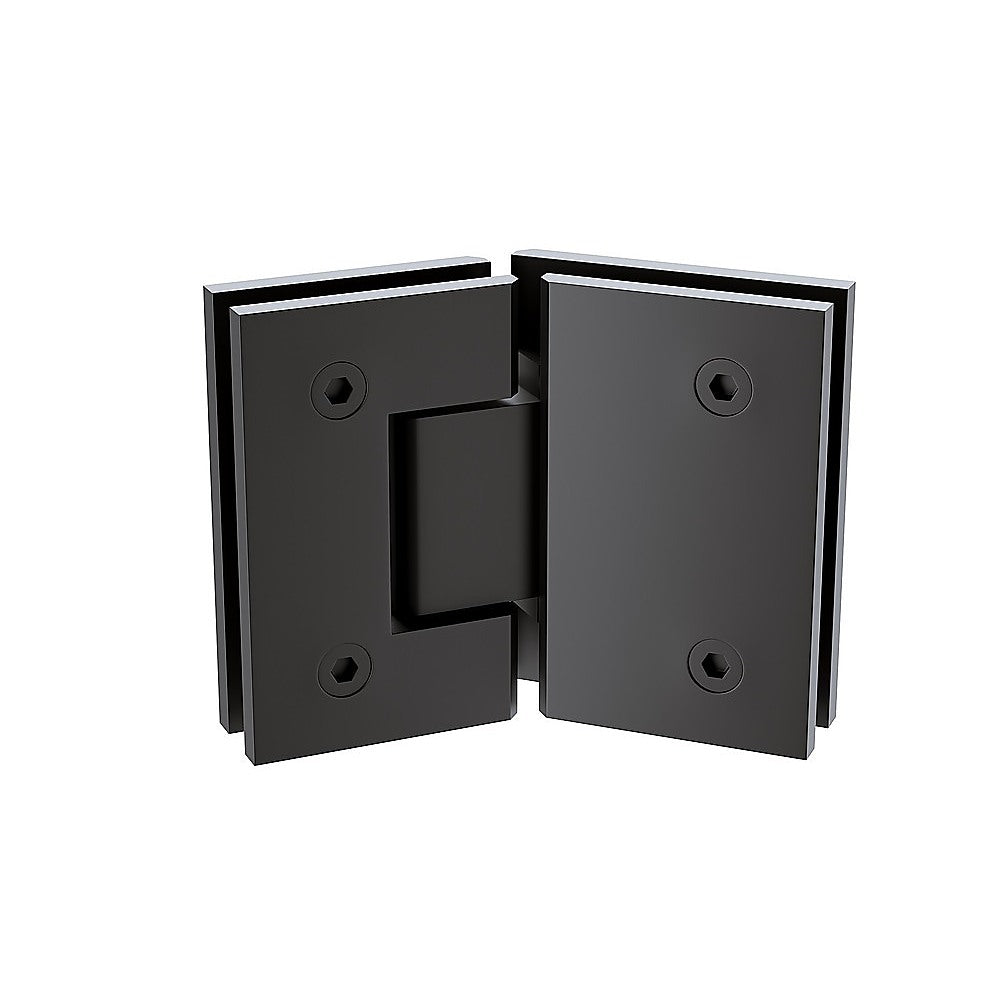 Shower Heads & Screens: 90cm Frameless Diamond Shower Screen  Black F-Brackets, Brass Hinges & Round Knob Handle