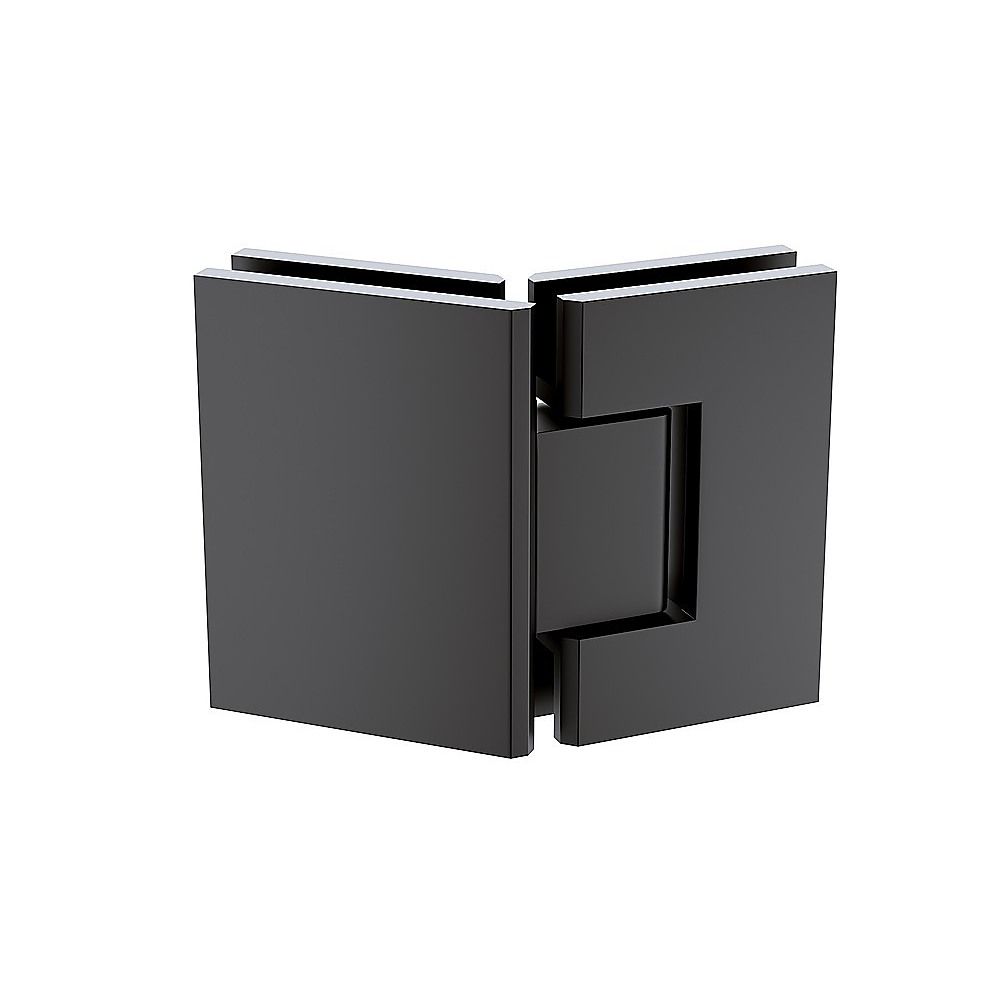 Shower Heads & Screens: 90cm Frameless Diamond Shower Screen  Channels with Brass Hinges in Black, Round Handle