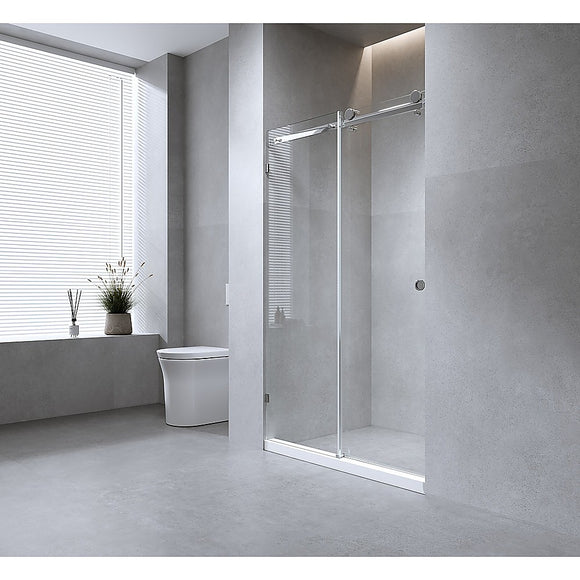 120cm Frameless Glass Sliding Shower Door with Chrome Rail and Hardware