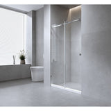 150cm Frameless Glass Sliding Shower Door with White Rail and Hardware