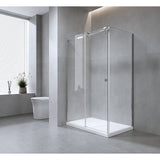 Shower Heads & Screens: 150x100cm Frameless Glass Sliding Corner Shower  With Black Rail and U-brackets for Contemporary Bathrooms