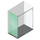 Shower Heads & Screens: 150x100cm Frameless Glass Sliding Corner Shower  With Black Rail and U-brackets for Contemporary Bathrooms