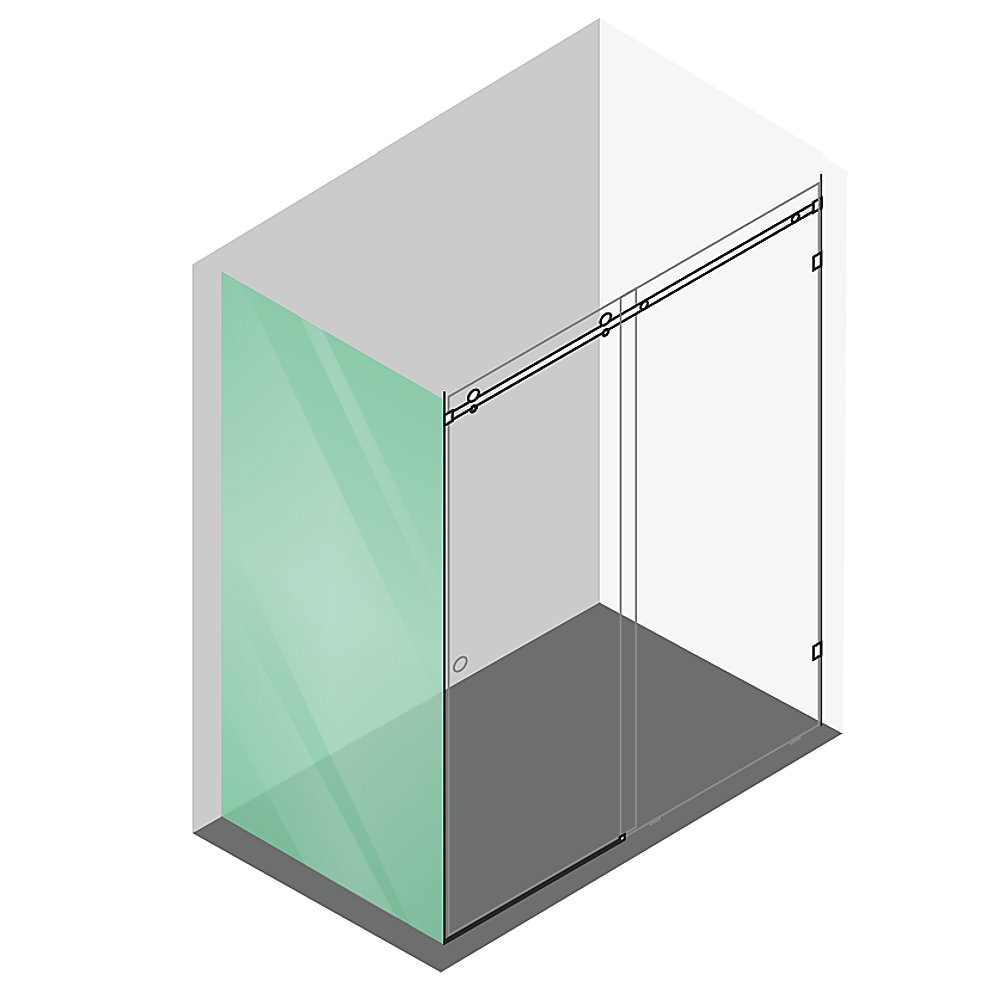 Shower Heads & Screens: 170x100cm Frameless Glass Sliding Corner Shower  With Black Rail and U-brackets for Contemporary Bathrooms