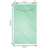 180x90cm Frameless Glass Sliding Corner Shower with White Rail and Hardware