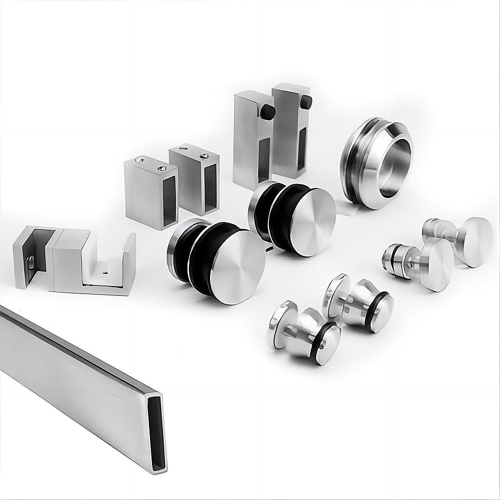 Shower Heads & Screens: 120x90cm Frameless Glass Sliding Corner Shower  With Nickel Rail and U-brackets for Contemporary Bathrooms