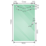 170x100cm Frameless Glass Sliding Corner Shower with Nickel Rail and Hardware