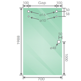130x90cm Frameless Glass Sliding Corner Shower with Chrome Rail and Hardware