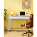 Desks: White Computer Desk  Modern PC Laptop Table for Gaming, Home Office, or Study Space Furniture