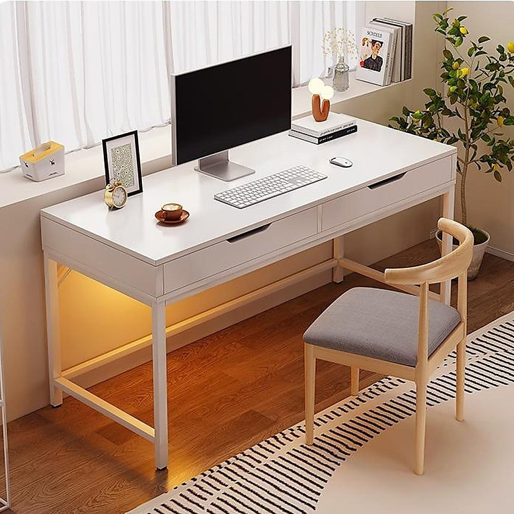 White Computer Desk – Modern PC Laptop Table for Gaming, Home Office, or Study Space Furniture