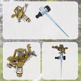 Back Care: Easy to Install Irrigation Sprinkler 360 Degree Rotating Sprinkler Gun Zinc Alloy Adjustable Rocker Sprinkler