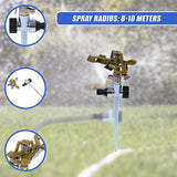 Back Care: Easy to Install Irrigation Sprinkler 360 Degree Rotating Sprinkler Gun Zinc Alloy Adjustable Rocker Sprinkler