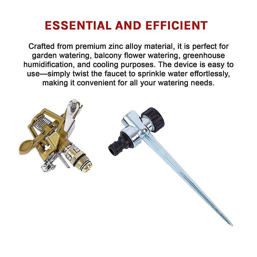 Back Care: Easy to Install Irrigation Sprinkler 360 Degree Rotating Sprinkler Gun Zinc Alloy Adjustable Rocker Sprinkler