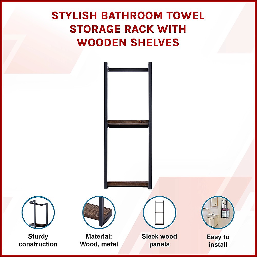 Kitchen & Bathroom DIY: Stylish Bathroom Towel Storage Rack with Wooden Shelves
