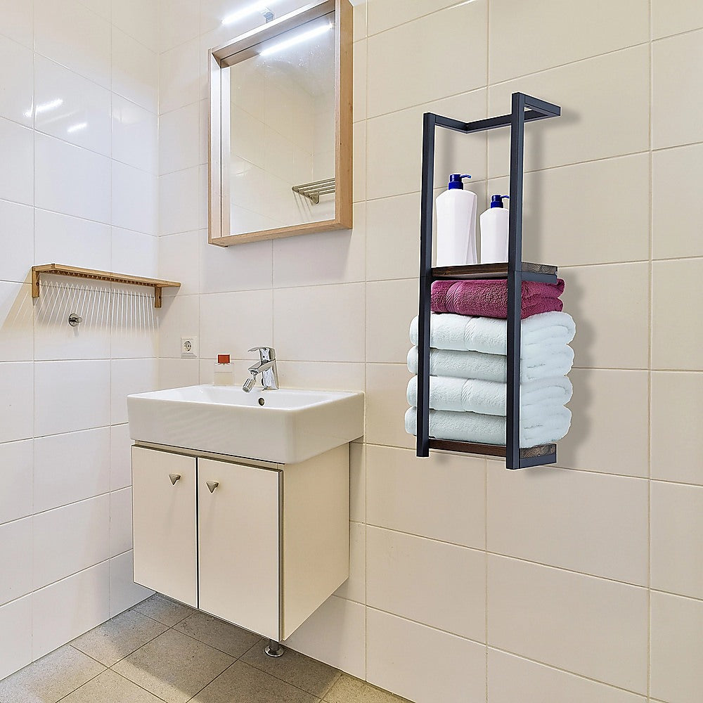 Kitchen & Bathroom DIY: Stylish Bathroom Towel Storage Rack with Wooden Shelves