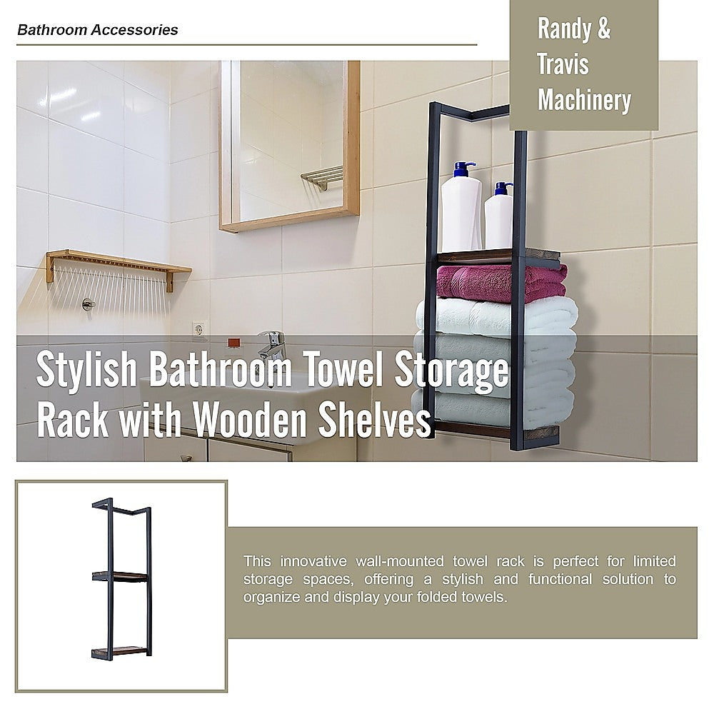 Kitchen & Bathroom DIY: Stylish Bathroom Towel Storage Rack with Wooden Shelves