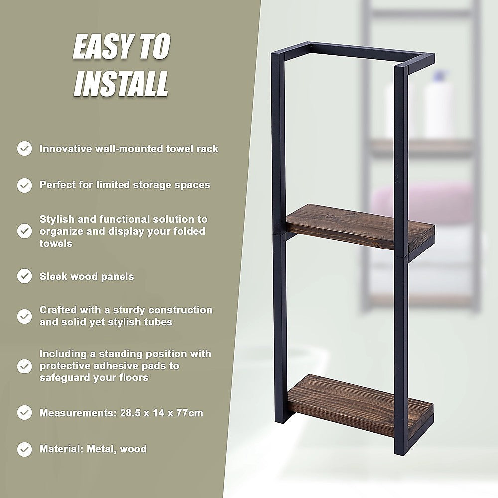 Kitchen & Bathroom DIY: Stylish Bathroom Towel Storage Rack with Wooden Shelves