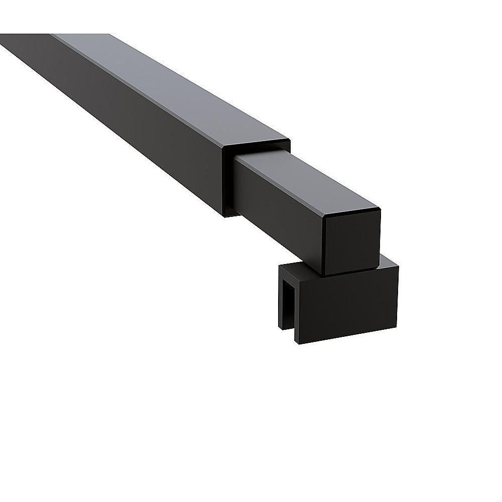 Shower Heads & Screens: 70cm Reeded Single Shower Glass Screen with Black F-brackets & Square Pole