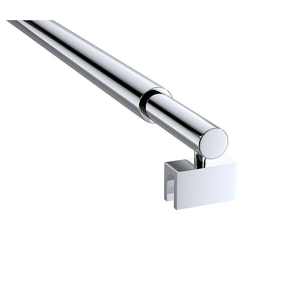 Shower Heads & Screens: 80cm Reeded Single Shower Glass Screen with Chrome F-brackets & Round Pole