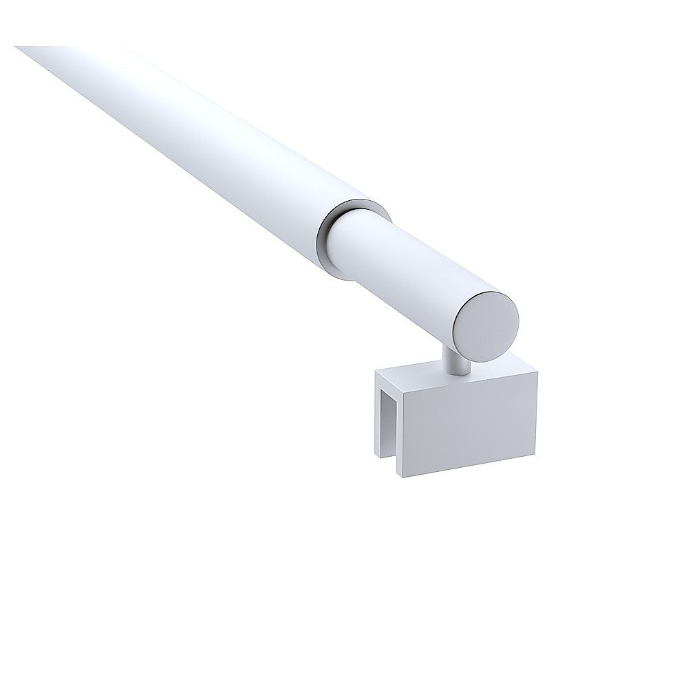 Shower Heads & Screens: 80cm Reeded Single Shower Glass Screen with White U-brackets & Round Pole
