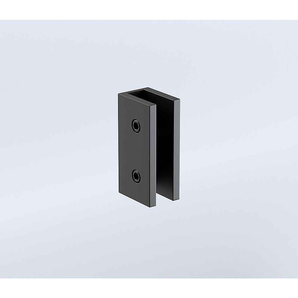 Shower Heads & Screens: 90cm Reeded Single Shower Glass Screen with Black U-brackets & Square Pole