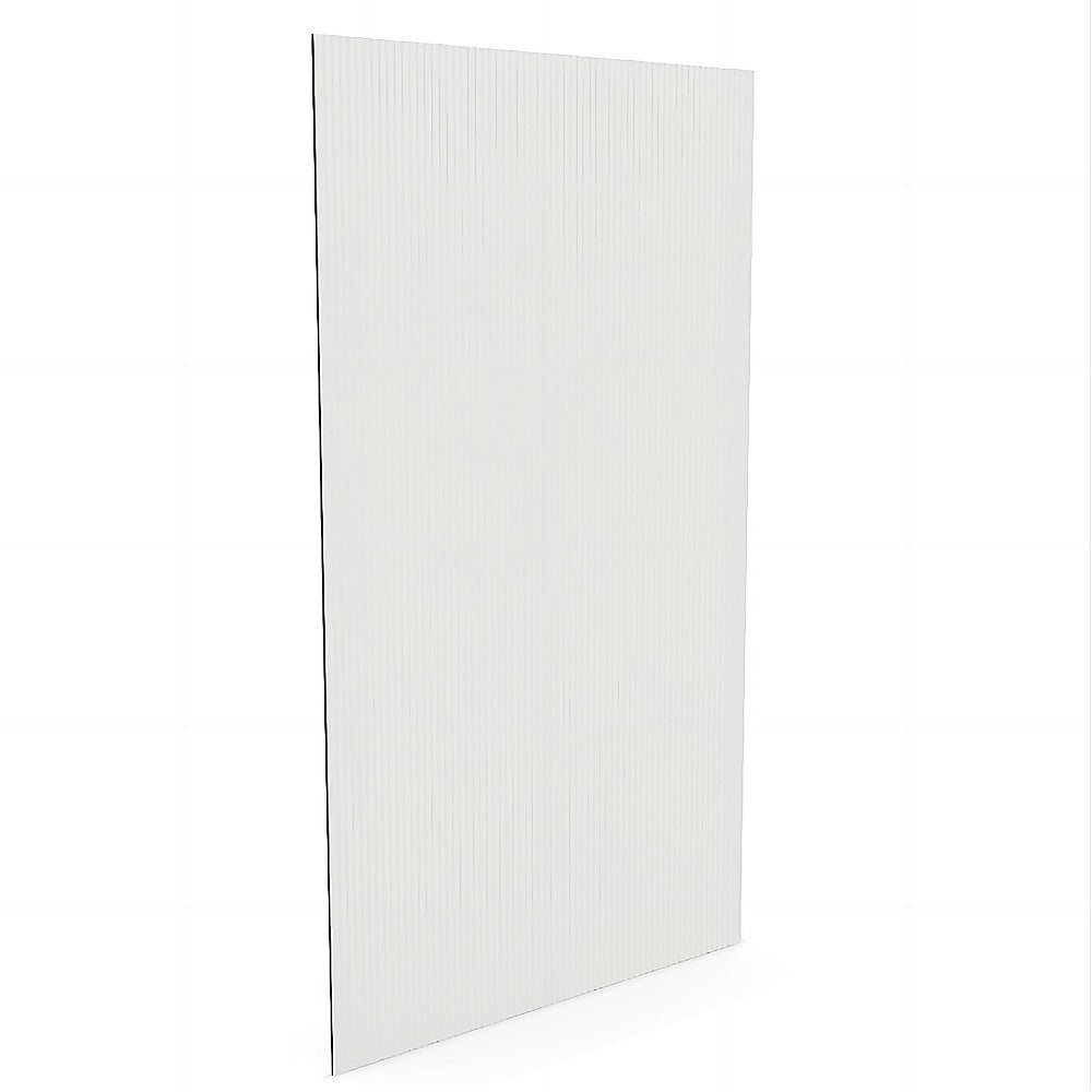 Shower Heads & Screens: 90cm Reeded Single Shower Glass Screen with White U-brackets & Square Pole