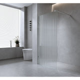 90cm Reeded Single Shower Glass Screen with Gunmetal U-brackets & Round Pole