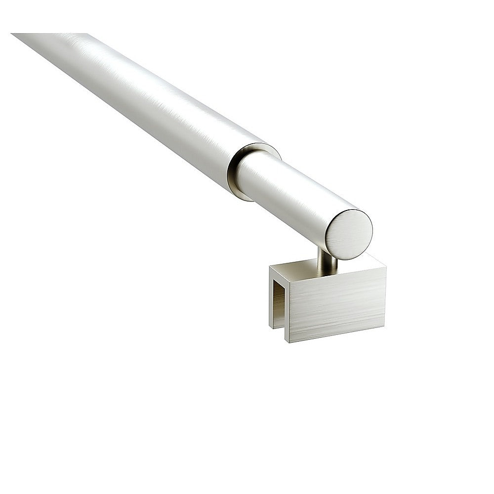 Shower Heads & Screens: 110cm Reeded Glass Shower Screen with Nickel U-brackets & Round Pole