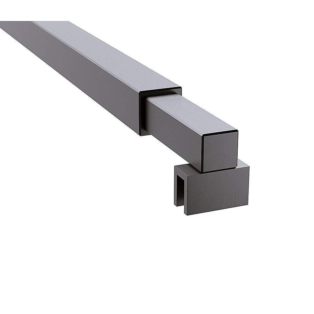 Shower Heads & Screens: 110cm Reeded Glass Shower Screen with Gunmetal F-brackets & Square Pole