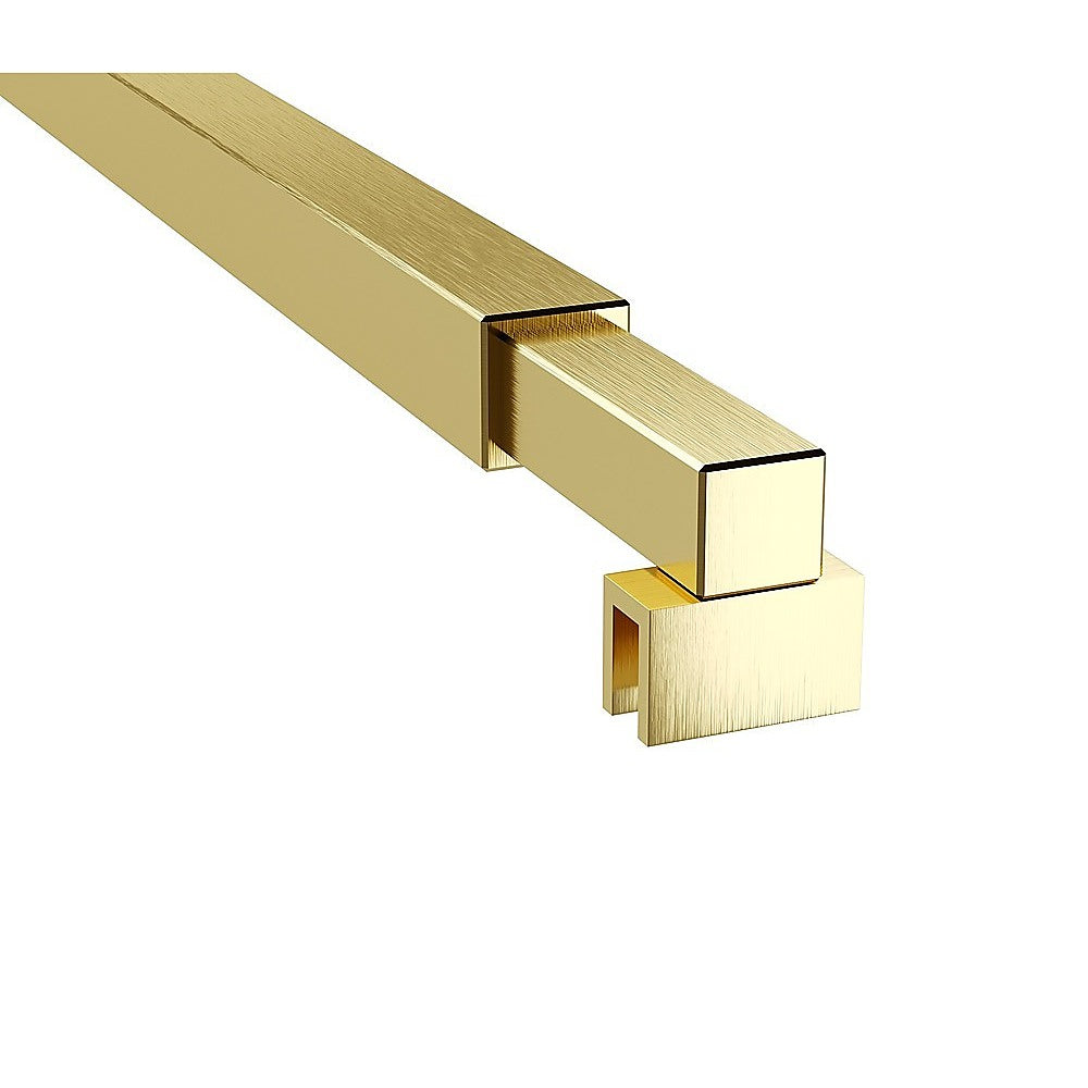 Shower Heads & Screens: 120cm Reeded Glass Shower Screen with Gold U-brackets & Square Pole
