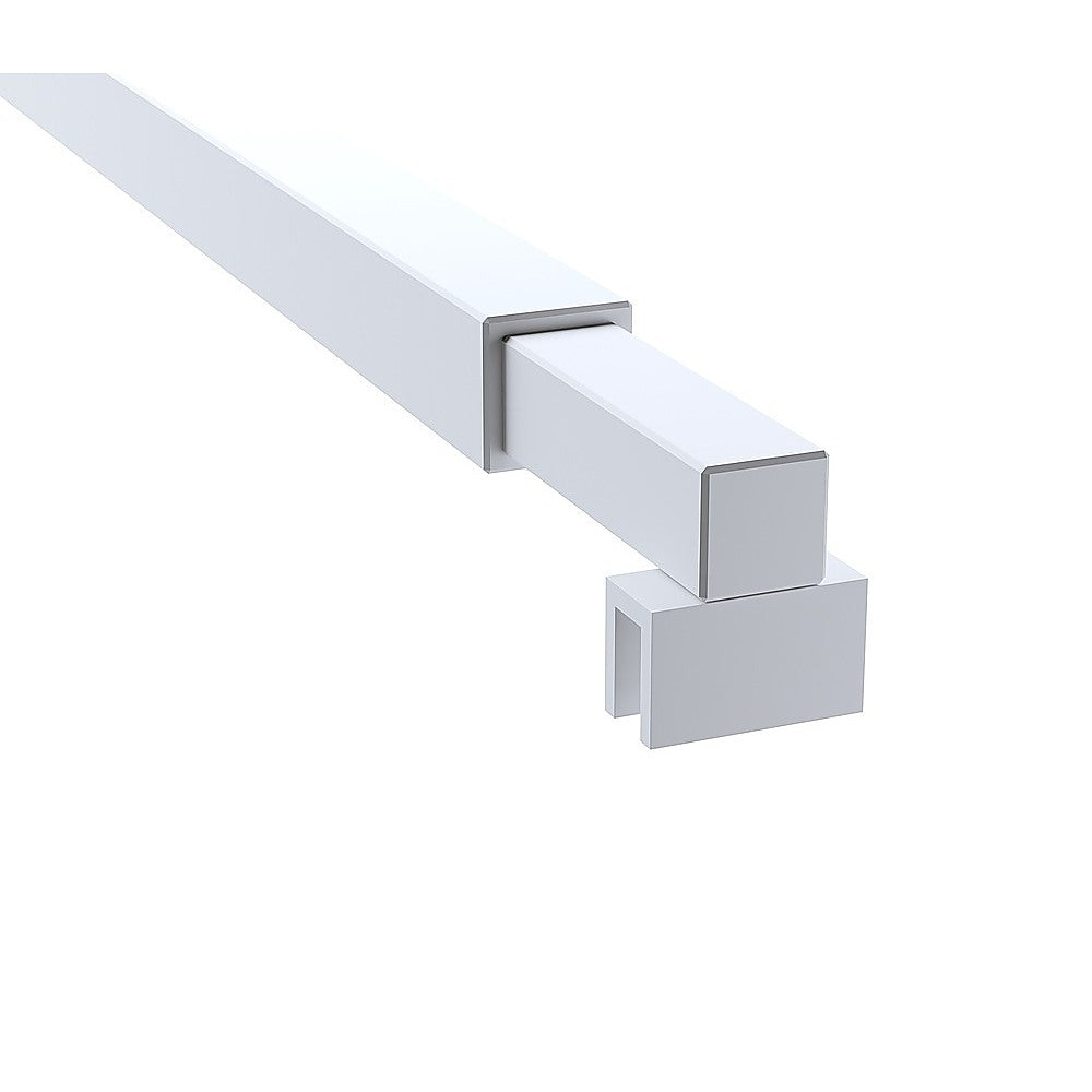 Shower Heads & Screens: 120cm Reeded Glass Shower Screen with White U-brackets & Square Pole