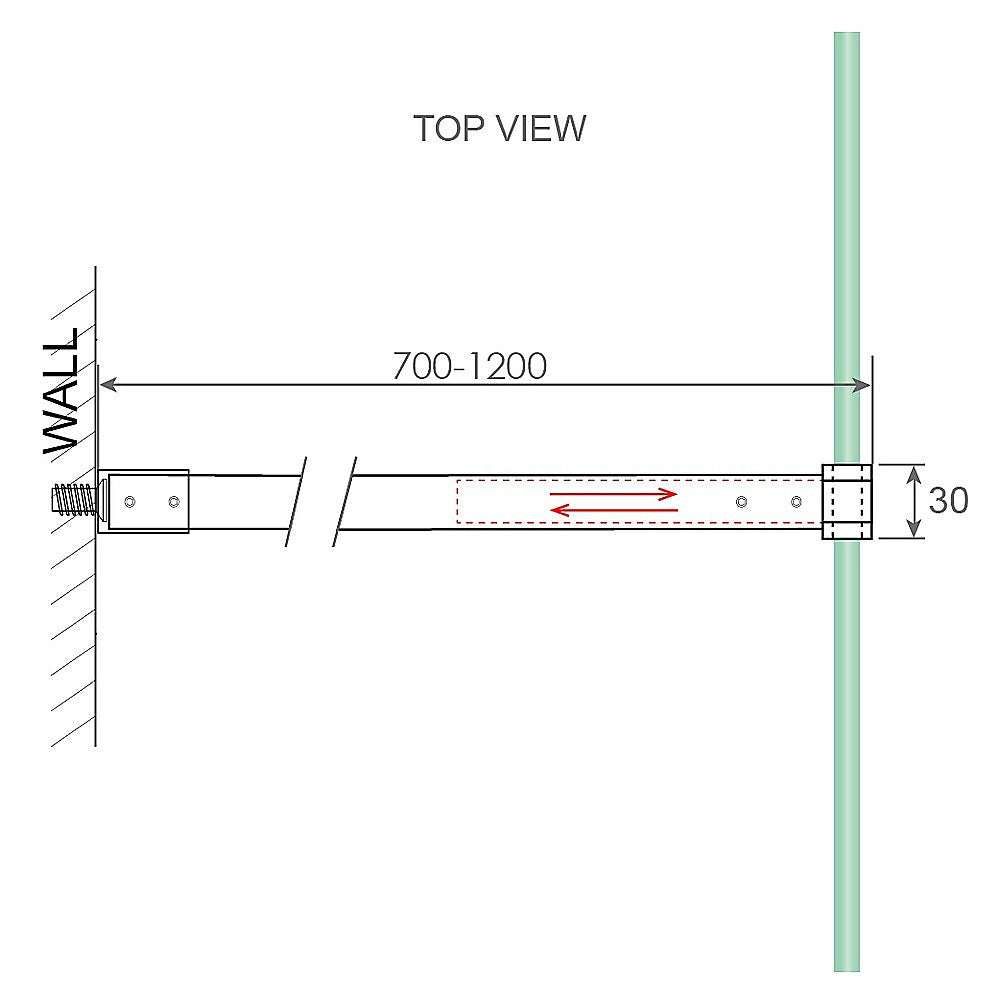 Shower Heads & Screens: 120cm Reeded Glass Shower Screen with Nickel U-brackets & Round Pole