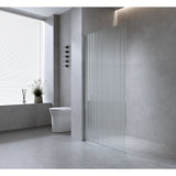 90cm Reeded Single Shower Glass Screen with Nickel Wall Channel & Round Pole