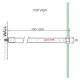 Shower Heads & Screens: 110cm Reeded Glass Shower Screen with Gold Wall Channel & Square Pole