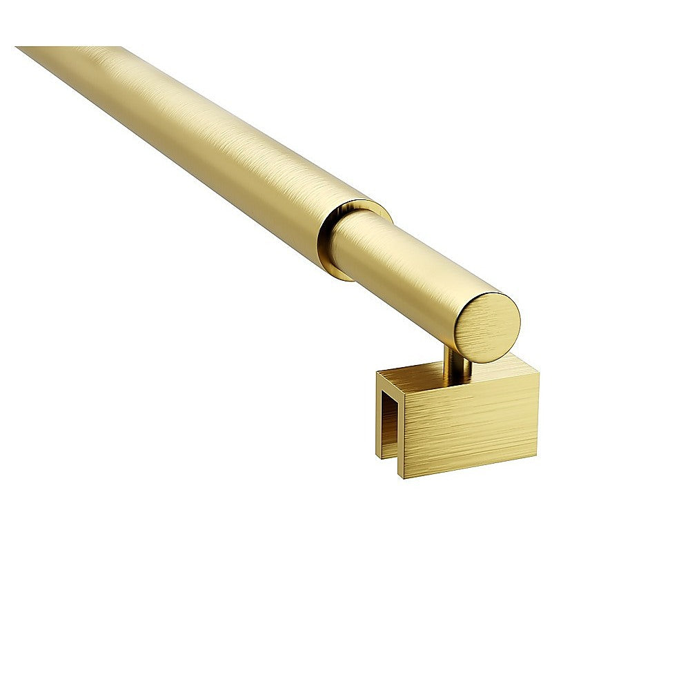 Shower Heads & Screens: 110cm Reeded Glass Shower Screen with Gold Wall Channel & Round Pole