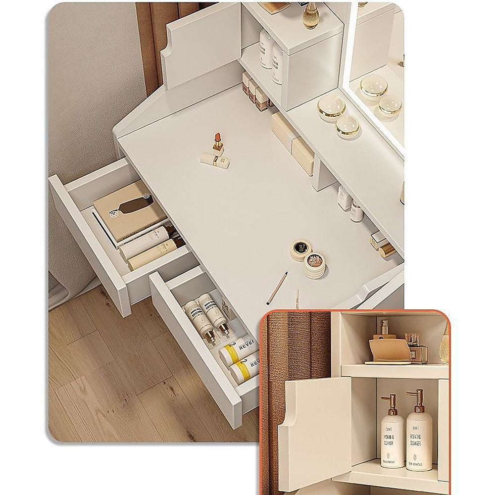 Dressing Vanity & Dressing Tables: Makeup Vanity Mirror Desk Table with LED Lighting
