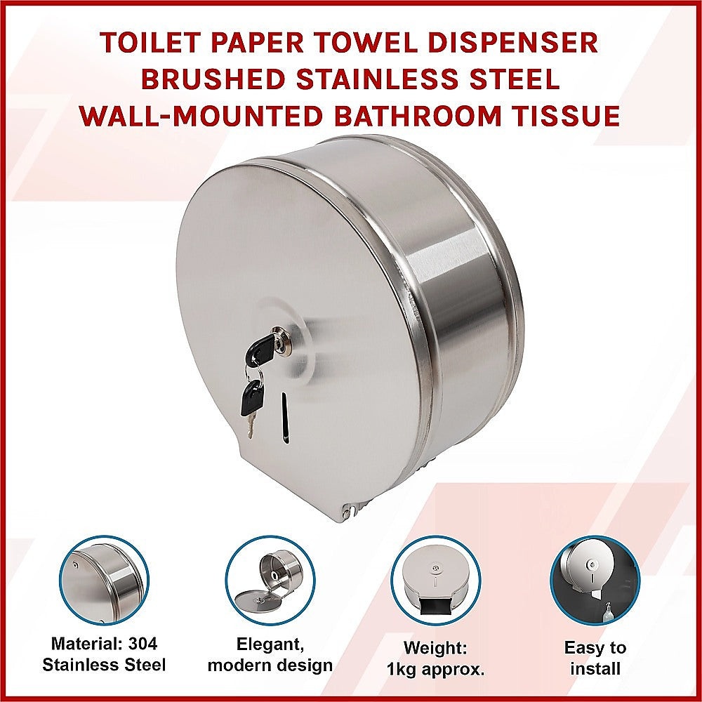 Kitchen & Bathroom DIY: Brushed Stainless Steel Wall Mounted Toilet Paper Towel Dispenser